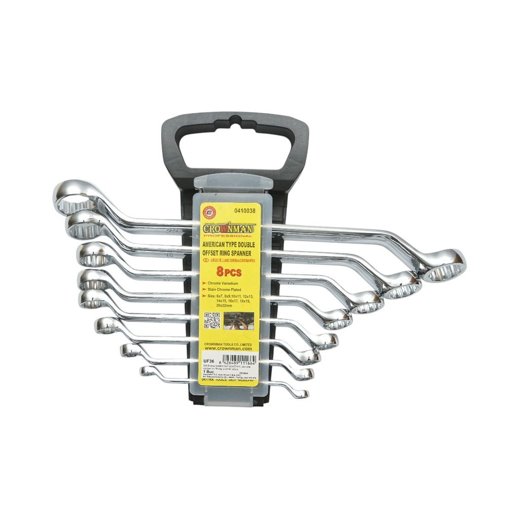 Set chei inelare cotite 6-22mm Cr-V 8 piese Crownman