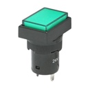 Indicator semnalizare industrial LED verde 24V Ø 16mm patrat