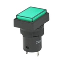 Indicator semnalizare industrial LED verde 220V Ø 16mm patrat