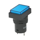 Indicator semnalizare industrial LED albastru 220V Ø 16mm patrat