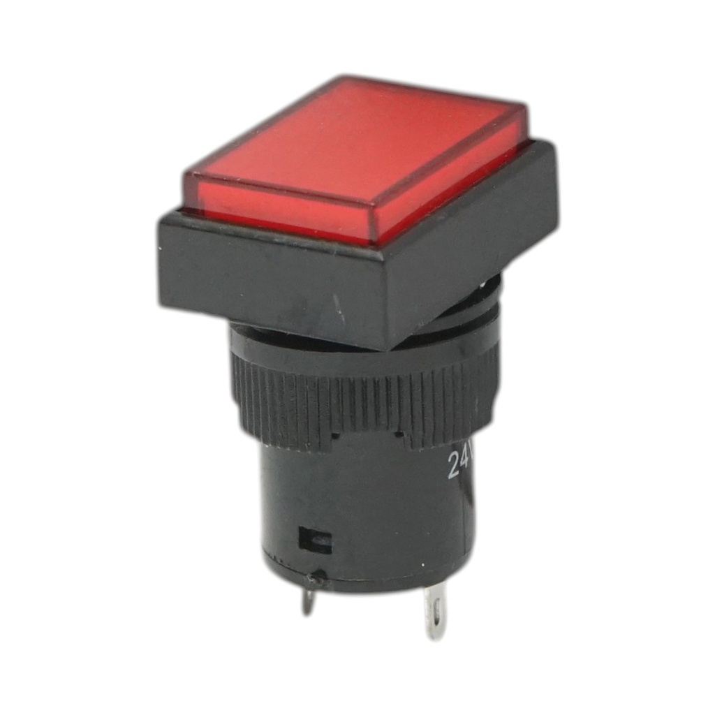 Indicator semnalizare industrial LED rosu 24V Ø 16mm patrat