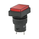 Indicator semnalizare industrial LED rosu 220V Ø 16mm patrat