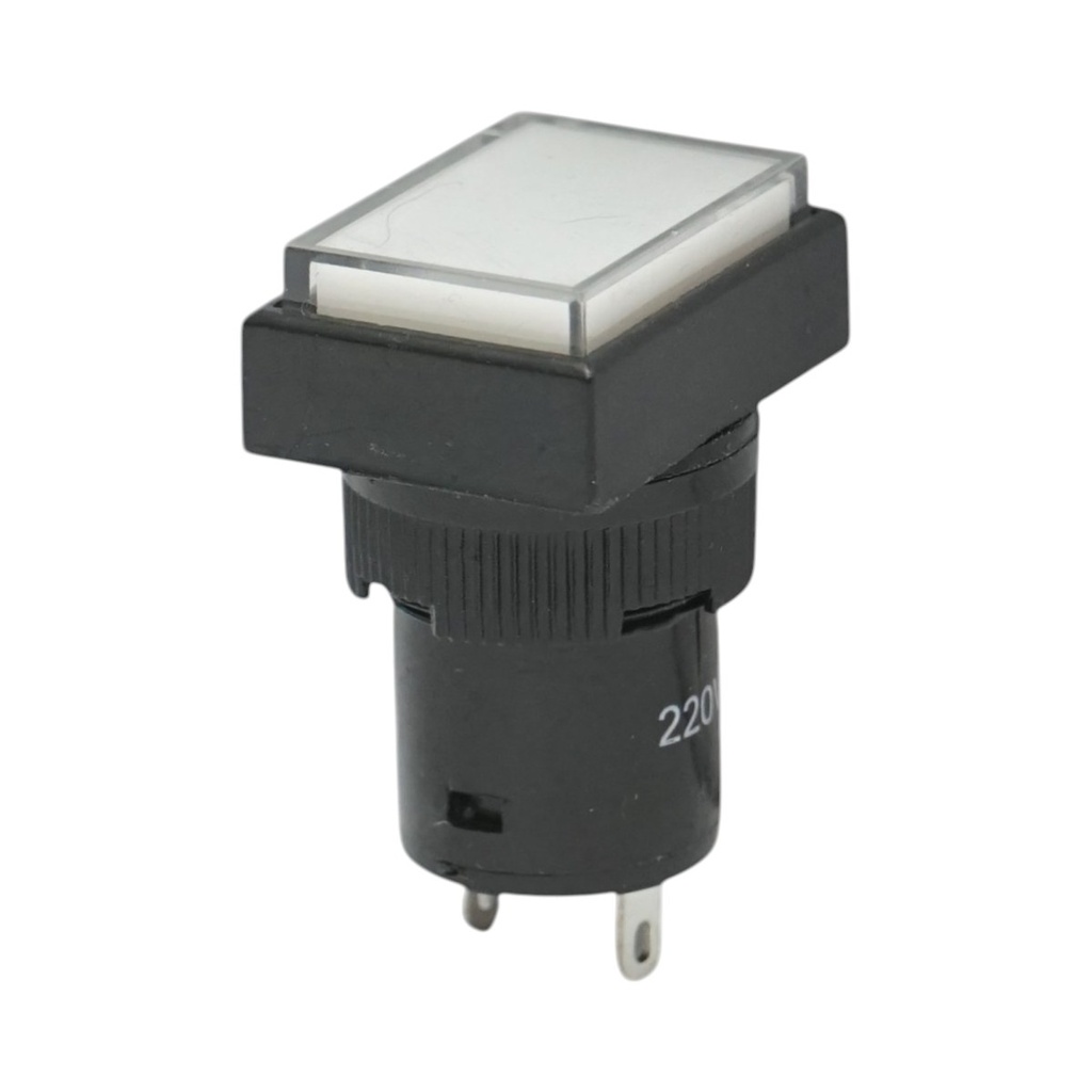 Indicator semnalizare industrial LED alb 220V Ø 16mm patrat