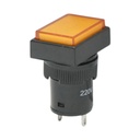 Indicator semnalizare industrial LED galben 220V Ø 16mm patrat