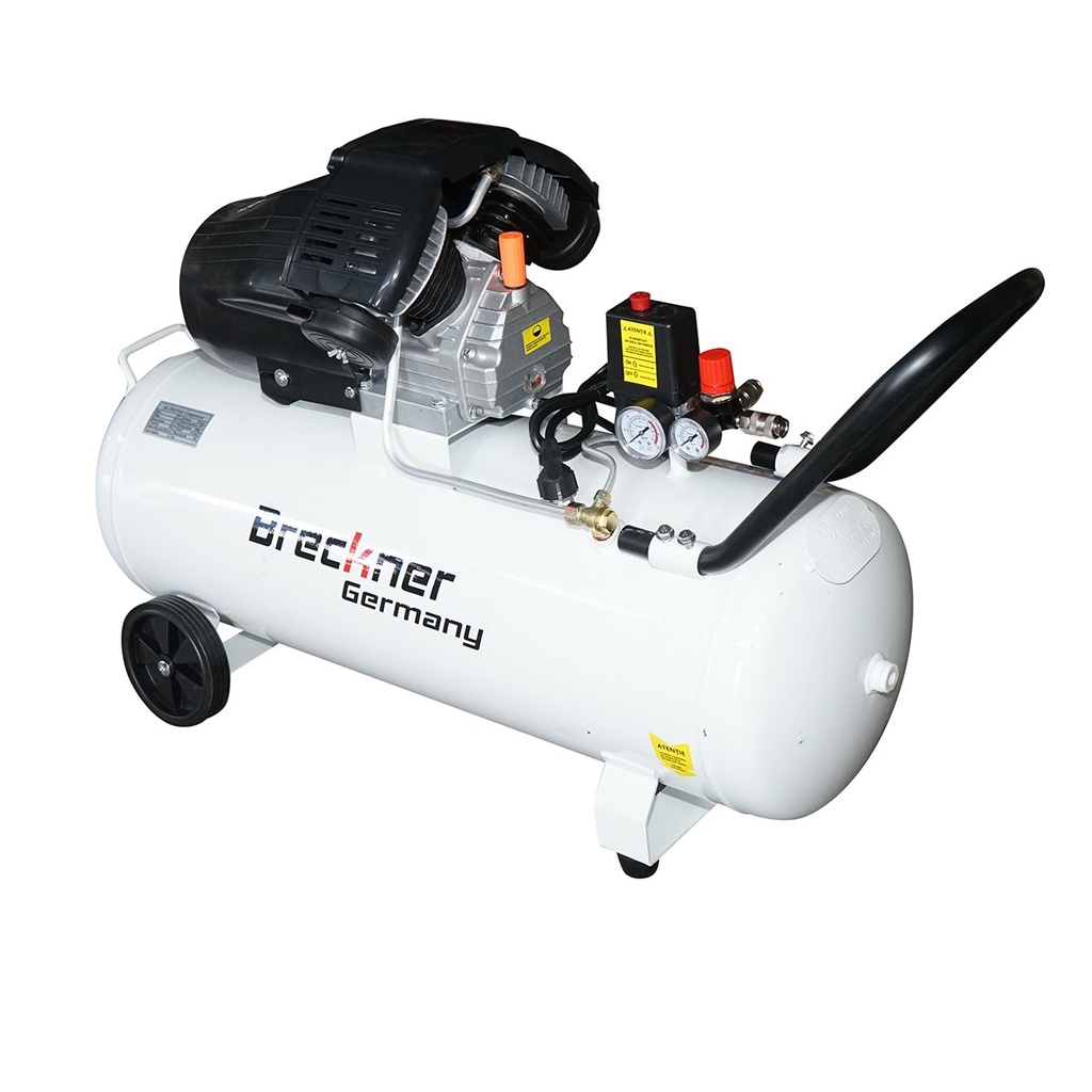 Compresor aer 100L, motor 2 cilindri in V 1.5KW/2CP, presiune maxima 8 bar, volum aer aspirat 360 L/min
