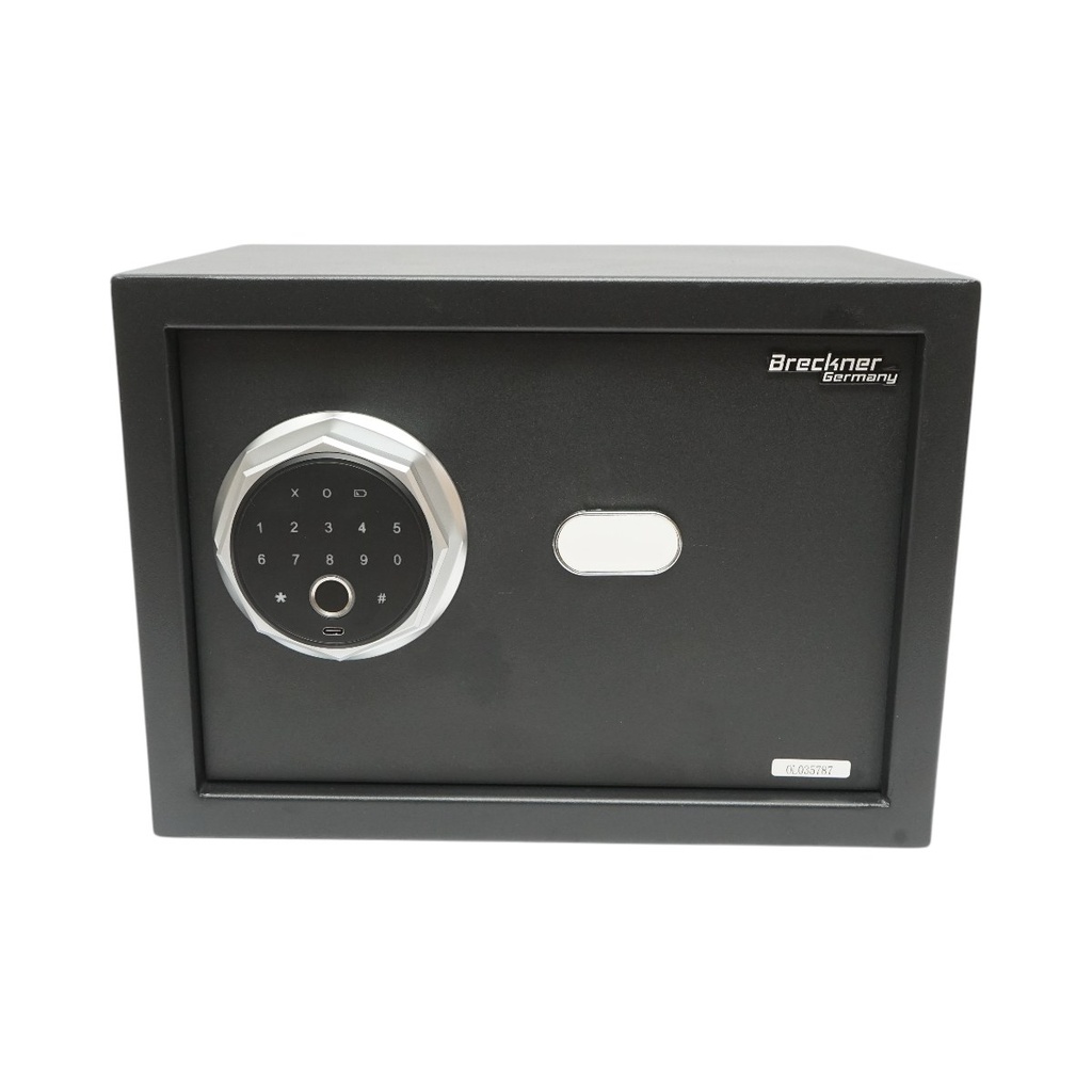Seif mobila cu amprenta, alarma, inchidere electronica si 2 chei 350x250x250mm