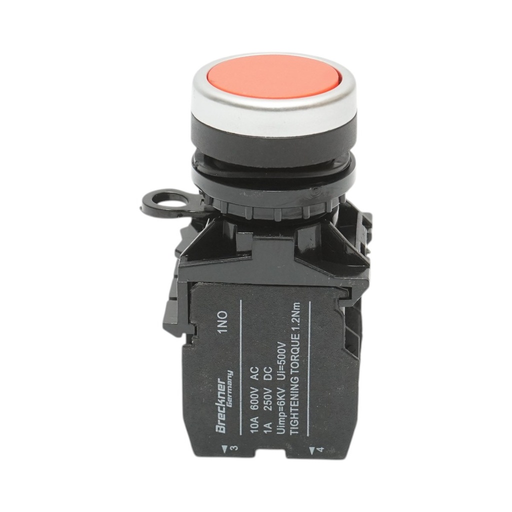 Buton comanda cu revenire rosu 1NO+1NC, 10A/600V AC, 1A/250V DC LA42