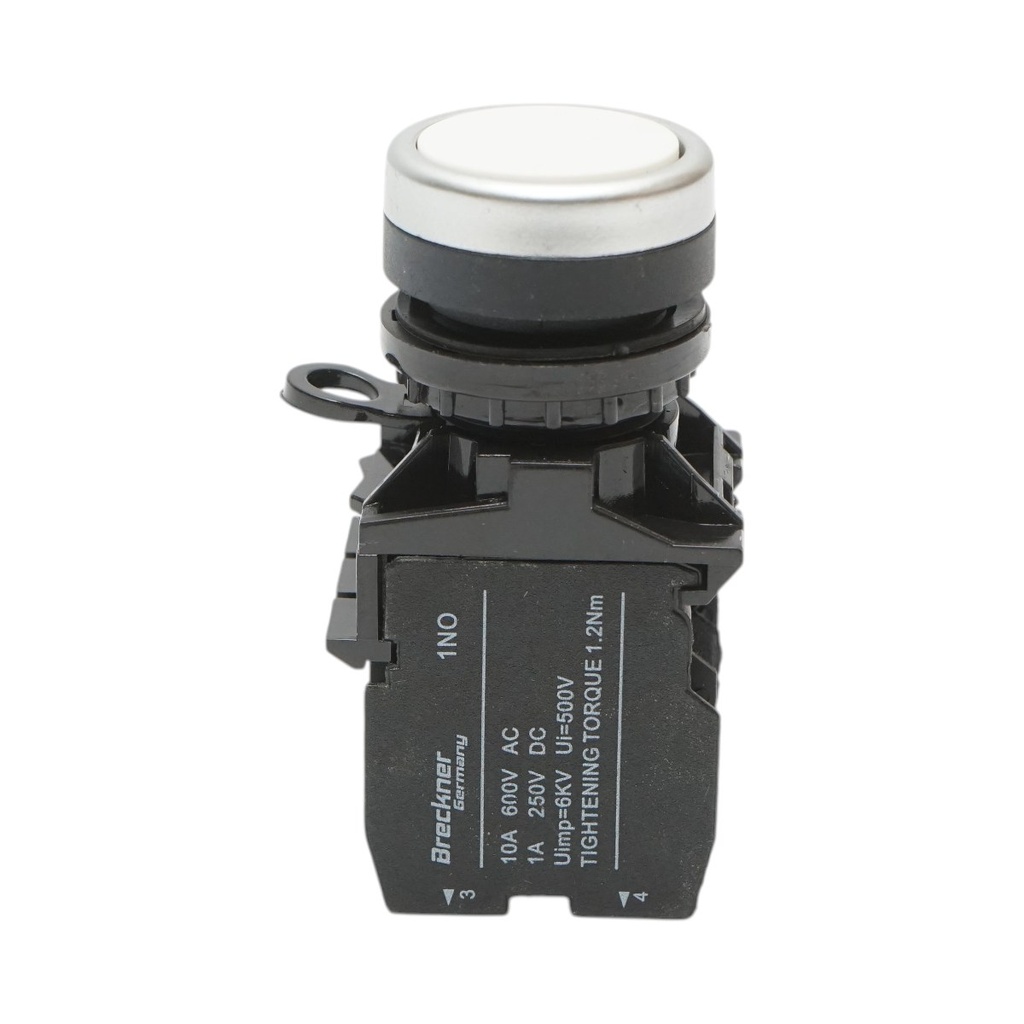 Buton comanda cu revenire alb 1NO+1NC, 10A/600V AC, 1A/250V DC LA42