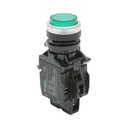 Buton comanda iluminat convex LED 220V AC verde cu revenire 1NO+1NC, 10A/600V AC, 1A/250V DC LA42