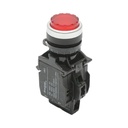 Buton comanda iluminat convex LED 24V AC/DC rosu cu revenire 1NO+1NC, 10A/600V AC, 1A/250V DC LA42