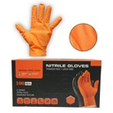 Manusi din nitril portocalii nepudrate cu textura diamond grip, marimea L 100 buc/cutie