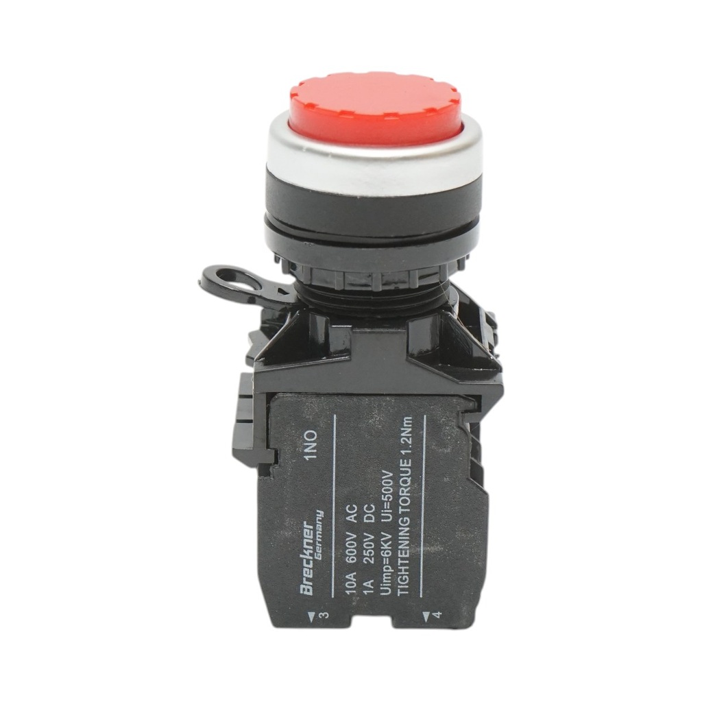 Buton comanda convex cu revenire rosu 1NO+1NC, 10A/600V AC, 1A/250V DC LA42