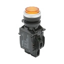Buton comanda iluminat convex LED 24V AC/DC galben cu revenire 1NO+1NC, 10A/600V AC, 1A/250V DC LA42