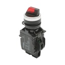 Buton selector iluminat 220V AC LED rosu cu 3 pozitii 2NO, 10A/600V AC, 1A/250V DC LA42