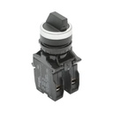Buton selector negru cu 3 pozitii 2NO, 10A/600V AC, 1A/250V DC LA42