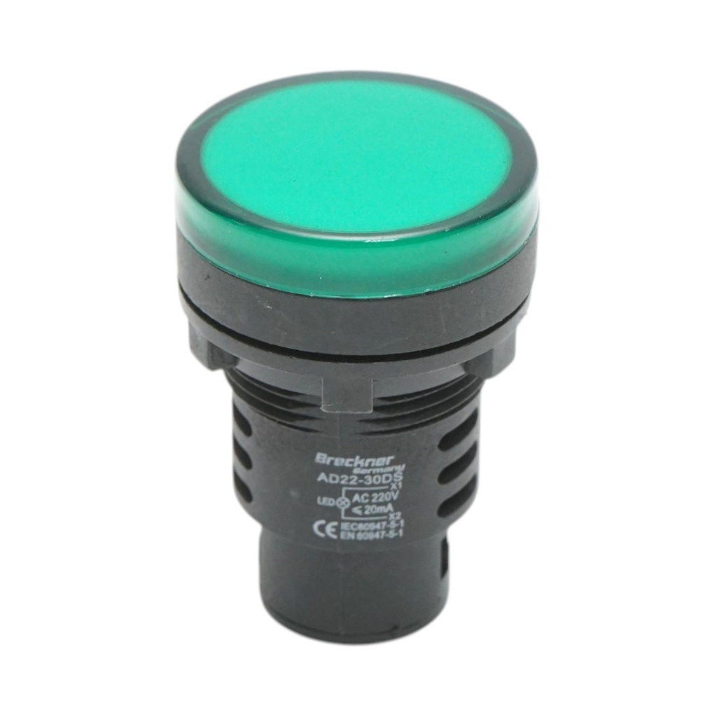 Indicator semnalizare LED verde 220V AC 30mm