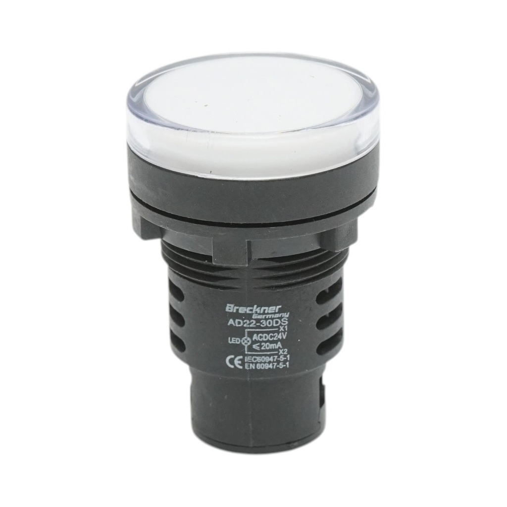 Indicator semnalizare LED alb 24V AC/DC 30mm