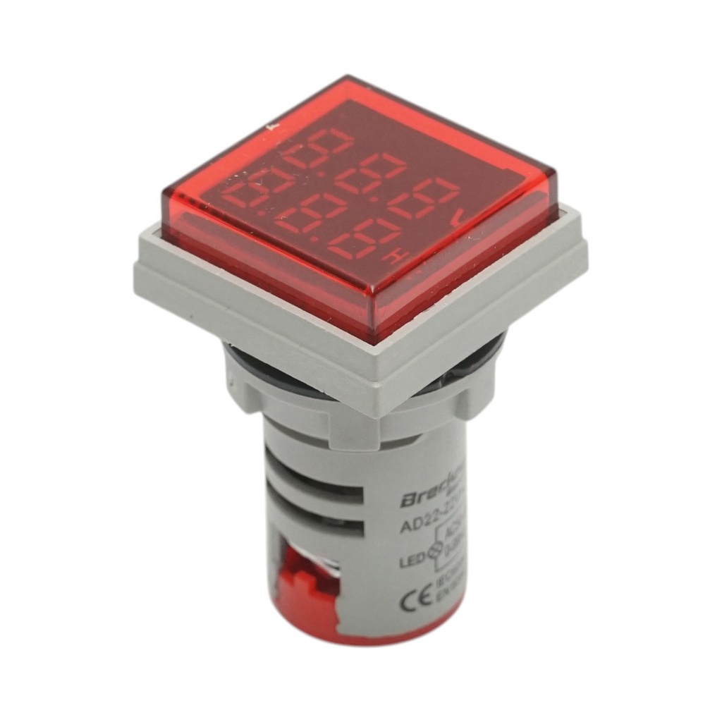 Indicator digital voltmetru si frecventa LED rosu 0-99Hz/50-500V AC Ø 22mm