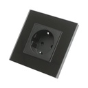 Priza schuko neagra 220V, 16A, rama sticla 86x86x34mm