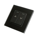Intrerupator jaluzele dublu negru incastrat 220V, 16AX, indicator luminos, rama sticla 86x86x34mm