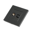 Priza TV + internet CAT5e RJ45, rama sticla neagra 86x86mm