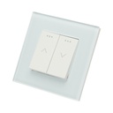 Intrerupator jaluzele dublu alb incastrat 220V, 16AX, indicator luminos, rama sticla 86x86x34mm