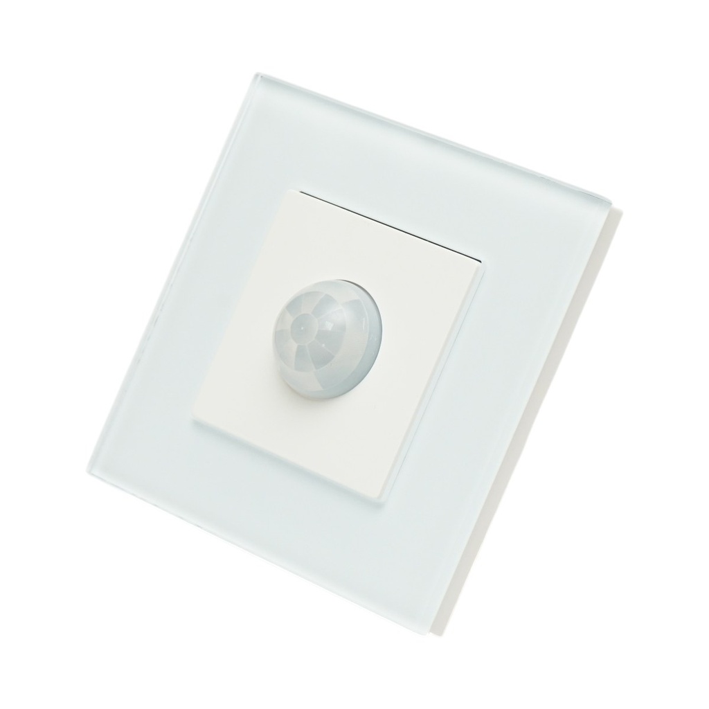 Intrerupator senzor miscare PIR alb 220V, rama sticla 86x86x34mm