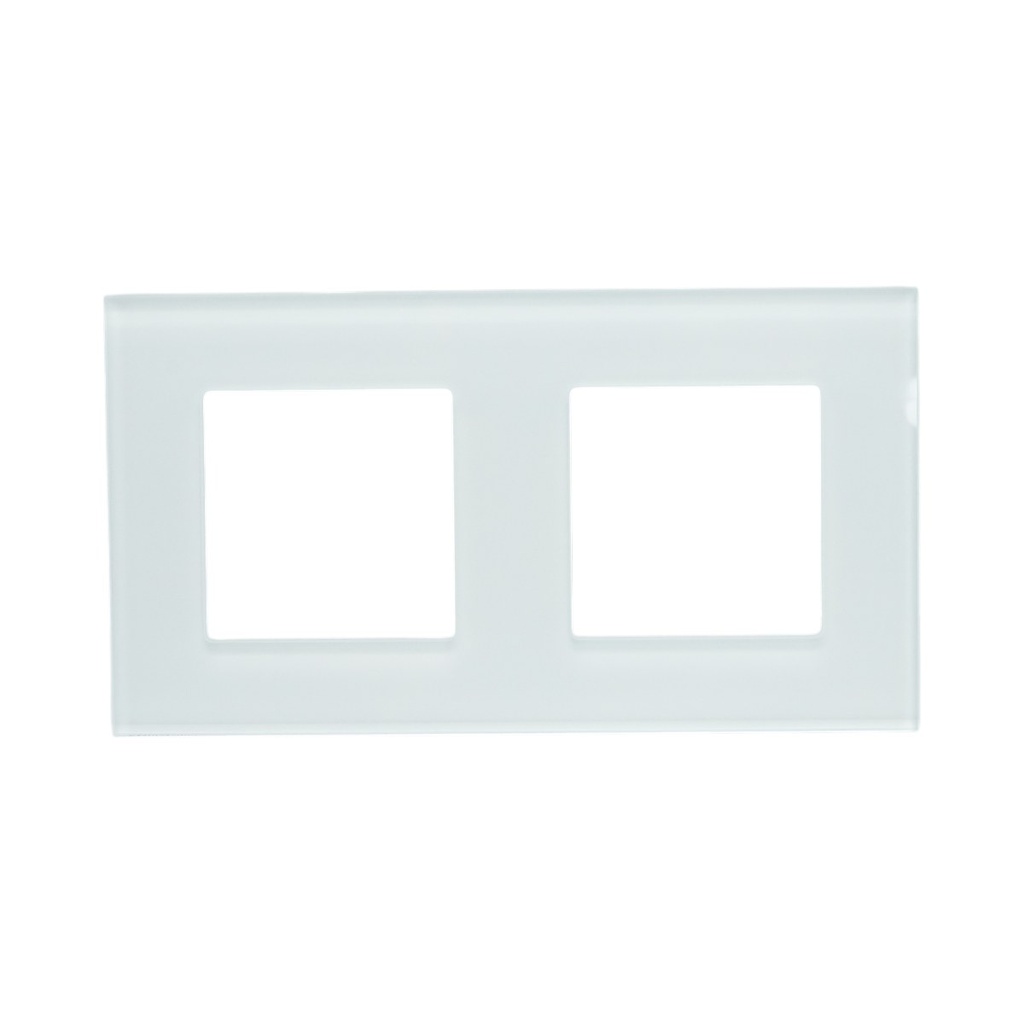 Rama dubla sticla alba priza si intrerupator 157x86mm