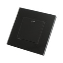 Intrerupator cap scara negru incastrat 220V, 16AX, indicator luminos, rama sticla 86x86x34mm
