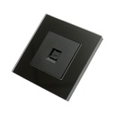 Priza internet CAT6 RJ45 neagra cu rama din sticla 86x86mm