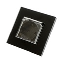 Priza schuko neagra 220V, 16A, capac transparent, rama sticla 86x86x34mm