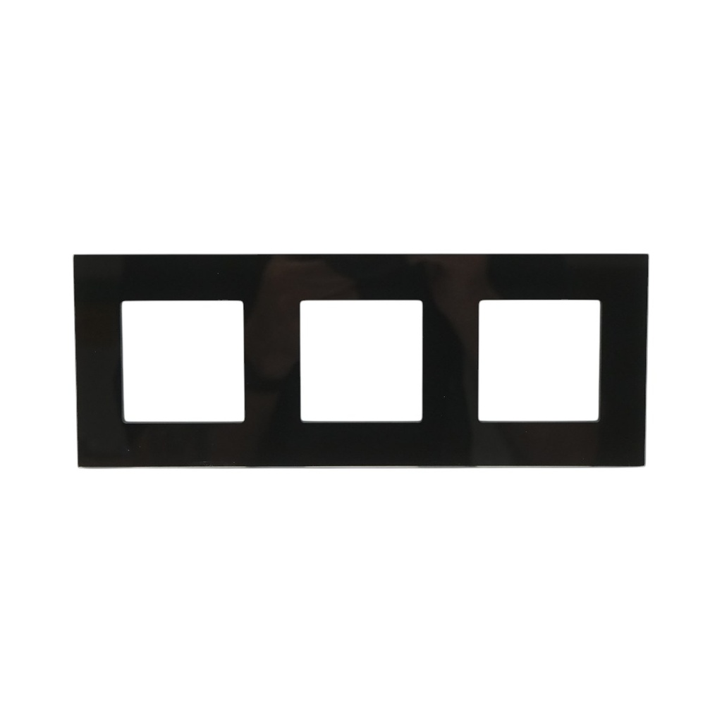 Rama tripla sticla neagra priza si intrerupator 228x86x10mm