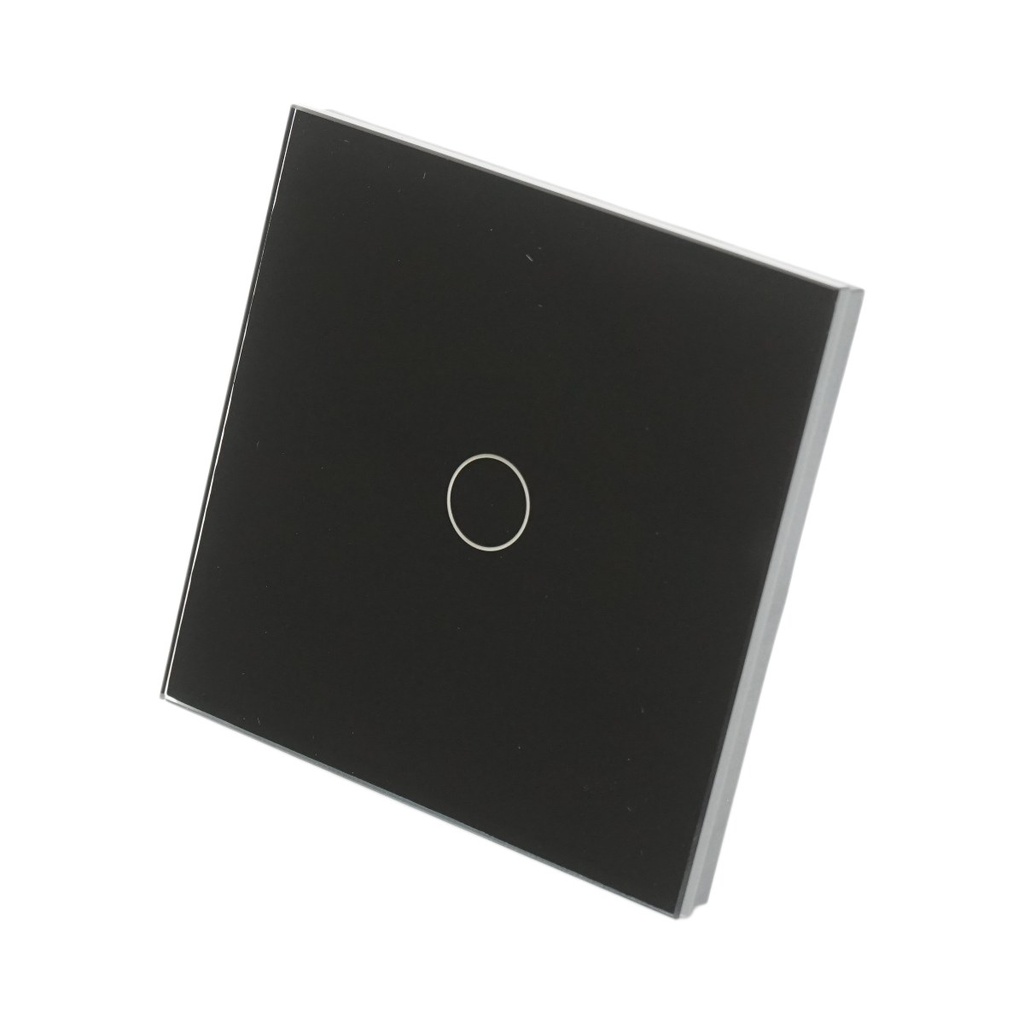Intrerupator touch cap scara negru 220V, indicator luminos, rama sticla 86x86x34mm