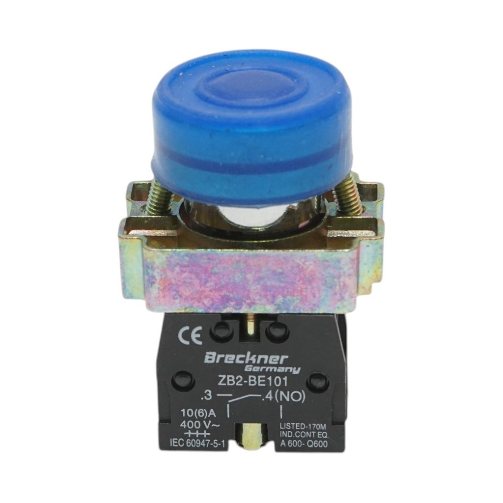 Buton comanda albastru cu capac protectie 1NO, 400V/10A, LAY5, IP65