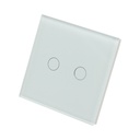 Intrerupator touch dublu cap scara alb 220V, indicator luminos, rama sticla 86x86x34mm