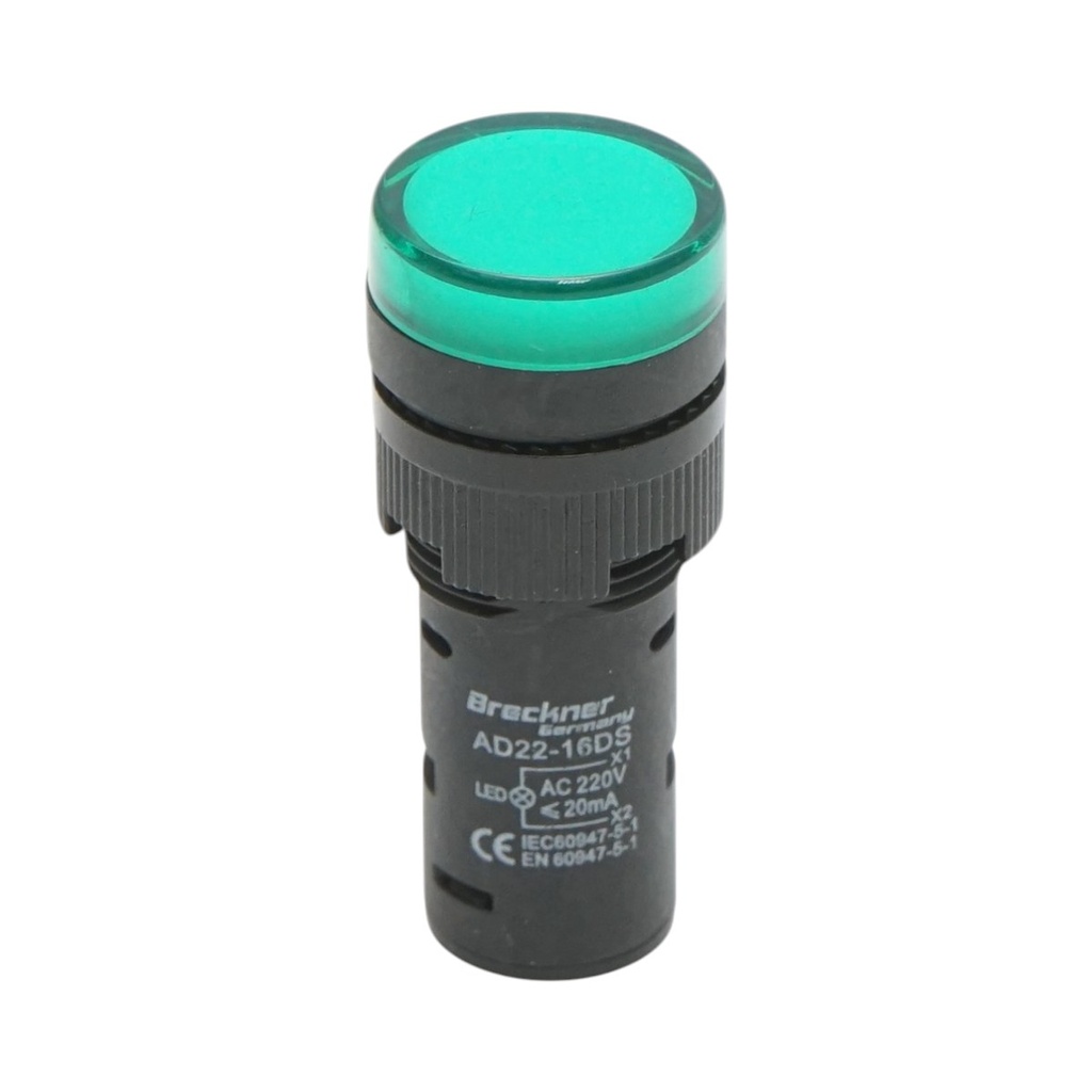 Indicator semnalizare LED verde 220V AC 16mm