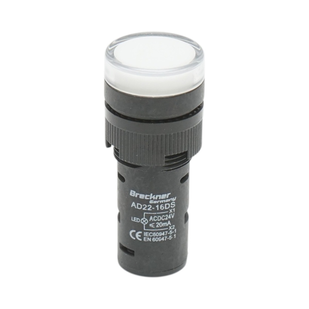 Indicator semnalizare LED alb 24V AC/DC 16mm