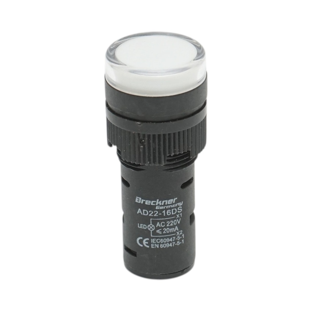 Indicator semnalizare LED alb 220V AC 16mm