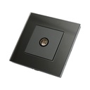 Priza TV neagra incastrata cu rama din sticla 86x86mm