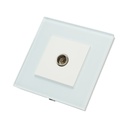 Priza TV alba incastrata cu rama din sticla 86x86mm