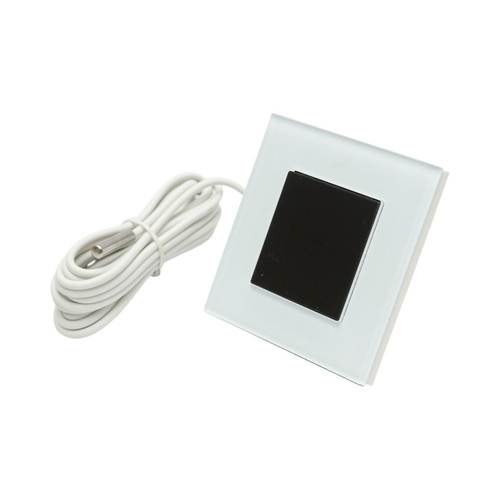 Termostat WiFi incalzire in pardoseala si boiler, afisaj digital, senzor extern, rama sticla alba 86x86mm