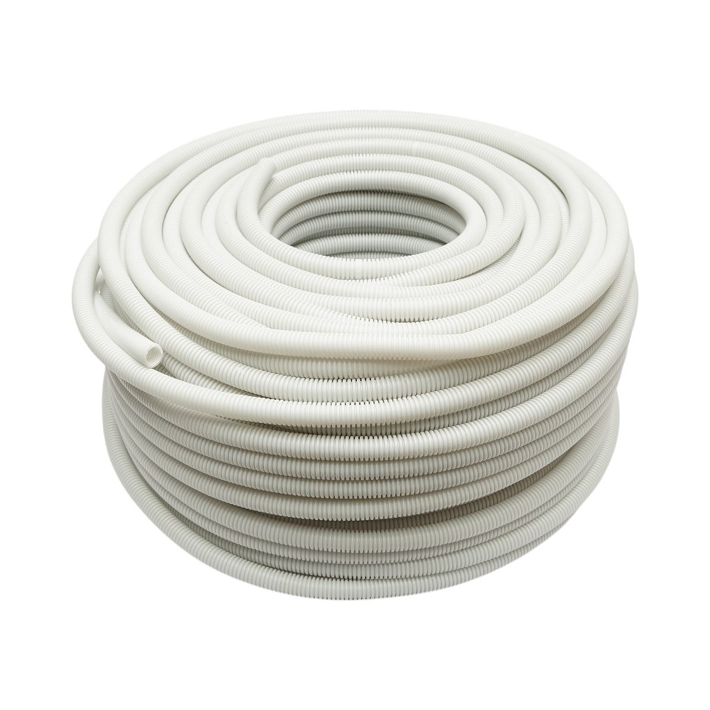 Tub flexibil copex 16mm cu fir, ignifug din polietilena HDPE, 750N gri 100m/rola