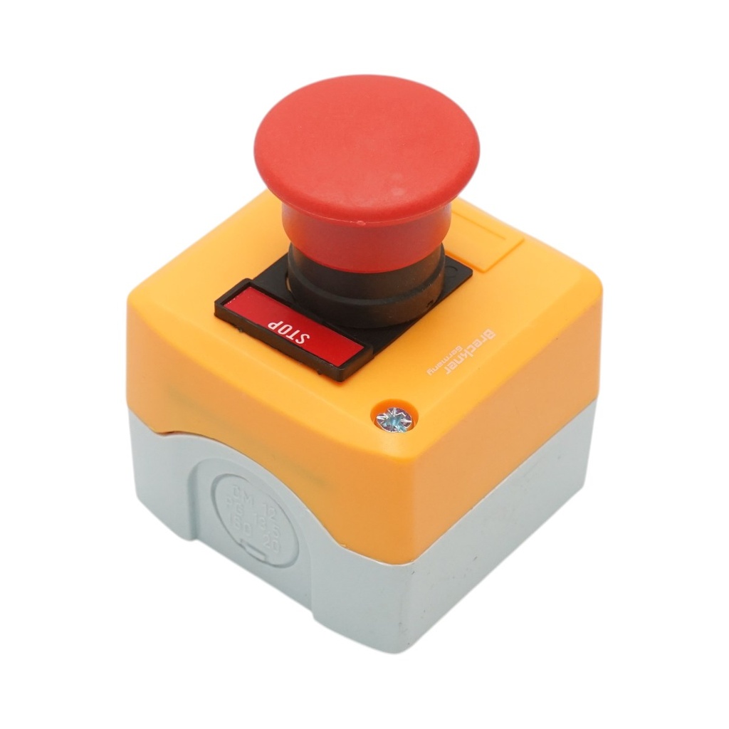 Carcasa buton comanda STOP rosu tip ciuperca cu revenire 1NC 40mm