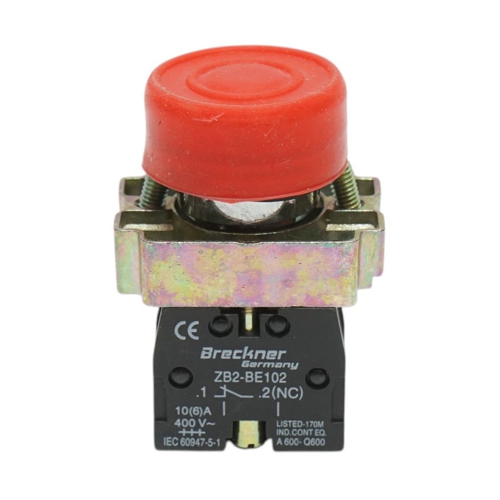Buton comanda rosu cu capac protectie IP65, 1NC, 400V/10A, LAY5