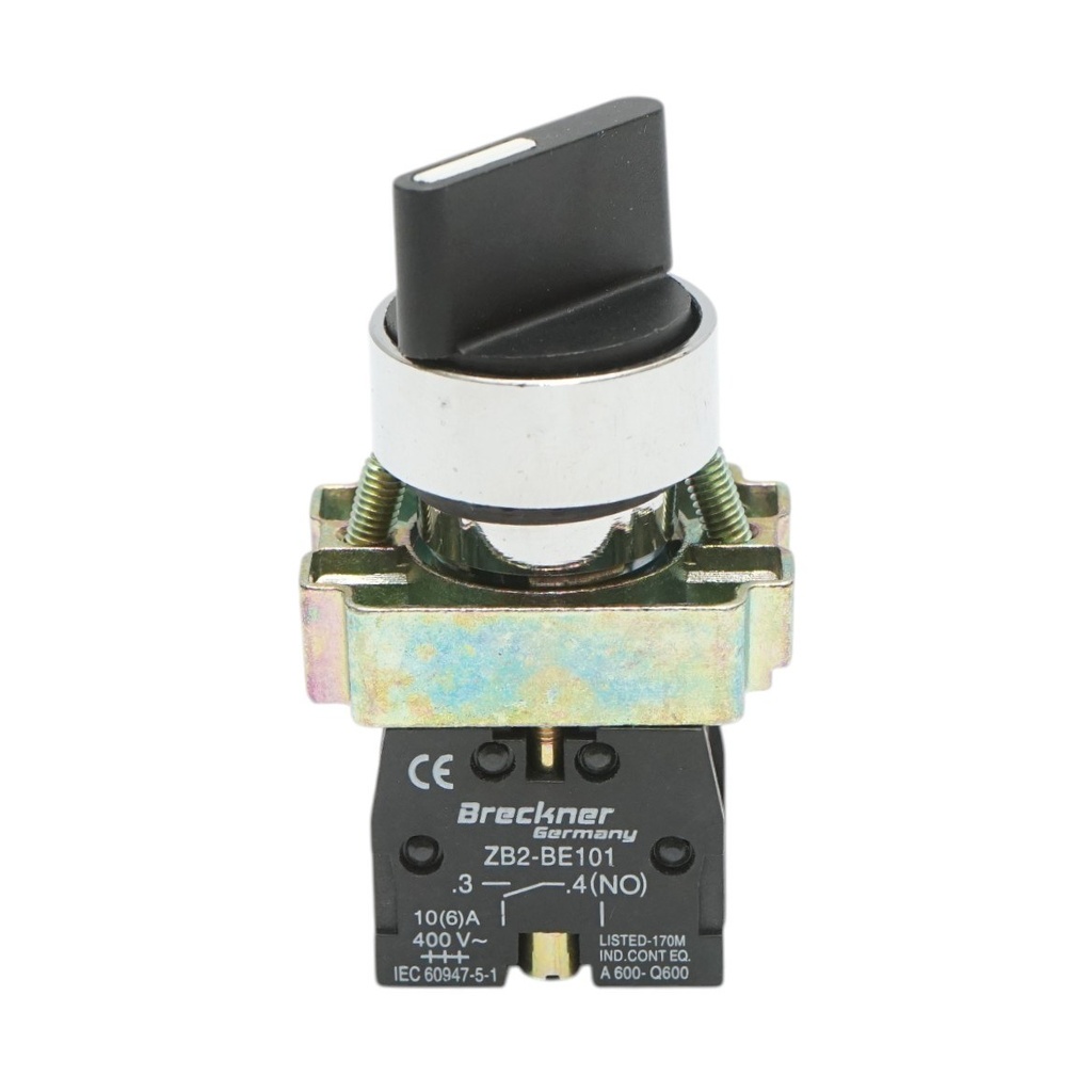 Selector 2 pozitii cu revenire negru 1NO, 400V/10A, LAY5-BD41