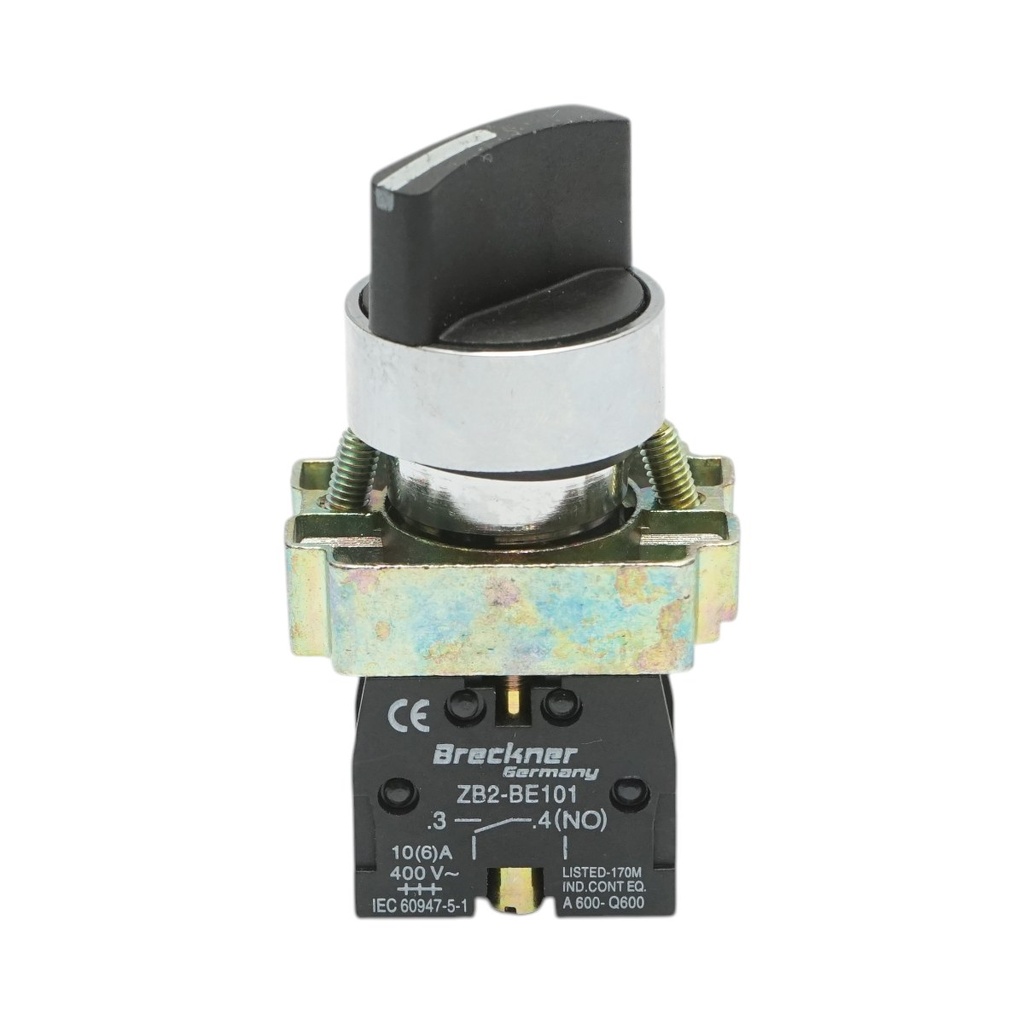 Selector 2 pozitii cu retinere negru 1NO, 400V/10A, LAY5-BD21C
