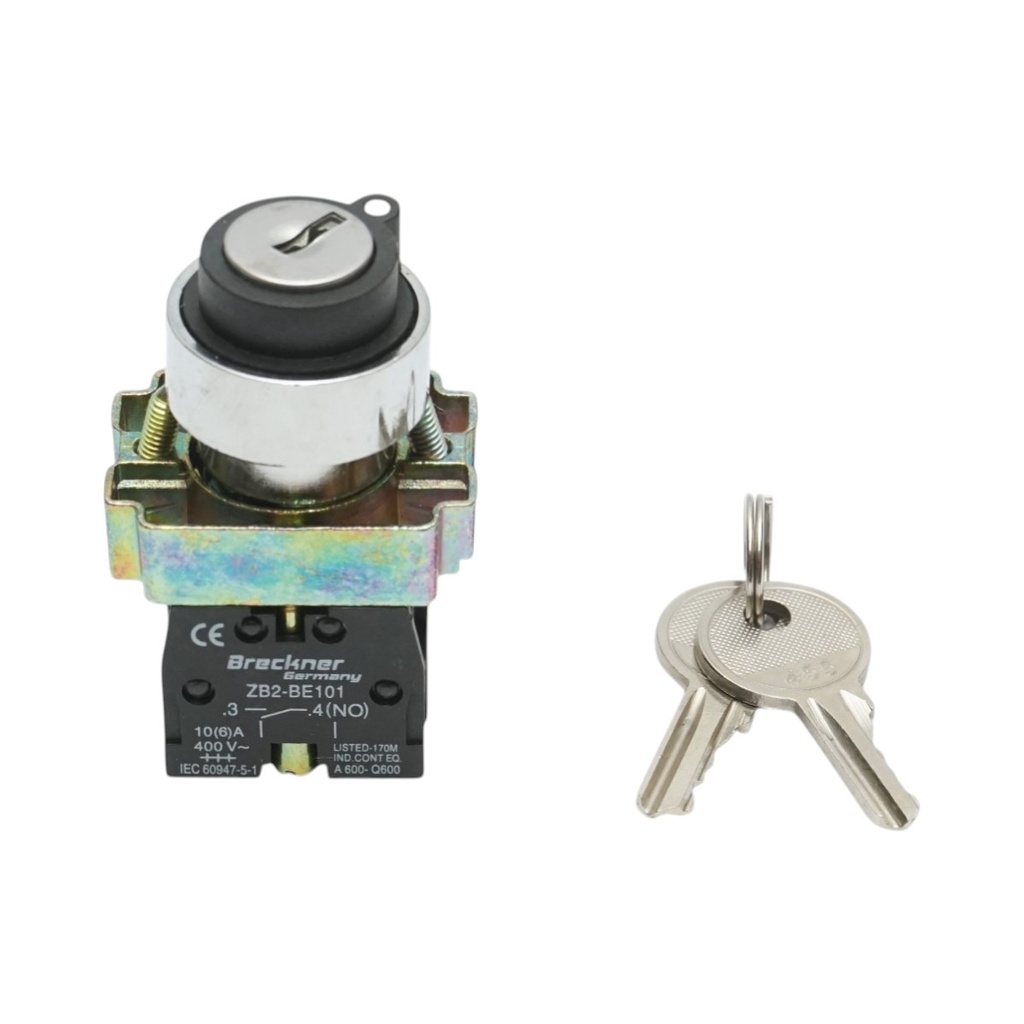 Selector 2 pozitii cu retinere si cheie 1NO+1NC, 400V/10A, LAY5-BG45