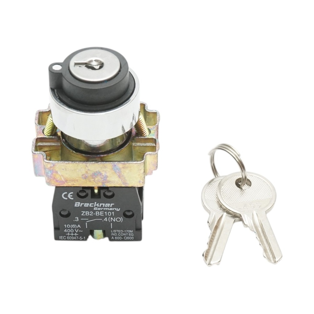 Selector 3 pozitii cu retinere si cheie 2NO, 400V/10A, LAY5-BG33