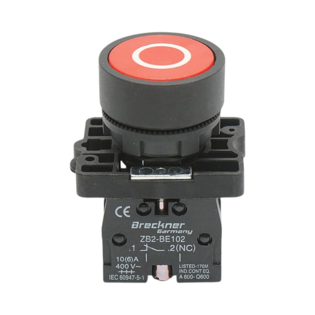 Buton comanda STOP rosu cu revenire 1NC, 400V/10A, LAY5