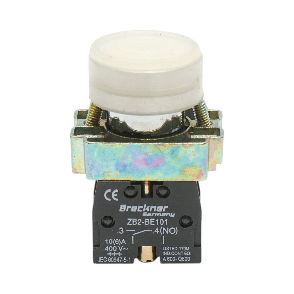 Buton comanda alb cu capac protectie IP65, 1NO, 400V/10A, LAY5